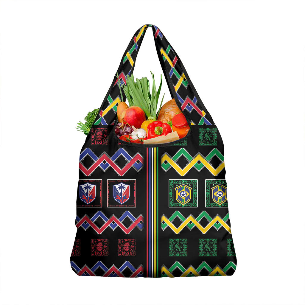 Brazil And Haiti Football Grocery Bag Mix Brazilian Haitian Roots