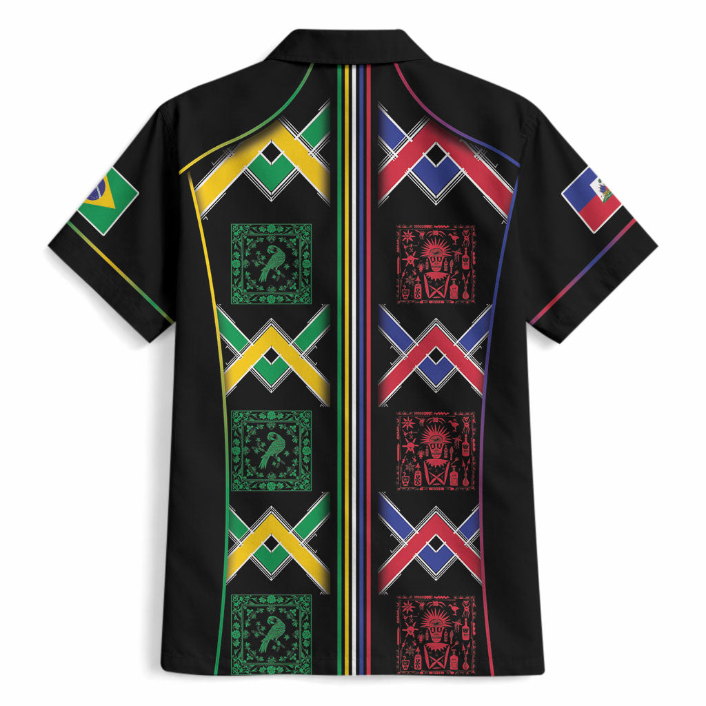 Custom Brazil And Haiti Football Hawaiian Shirt Mix Brazilian Haitian Roots