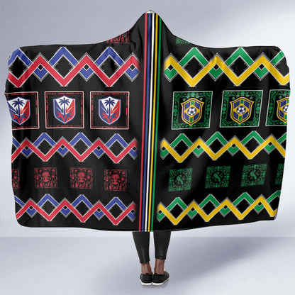 Brazil And Haiti Football Hooded Blanket Mix Brazilian Haitian Roots