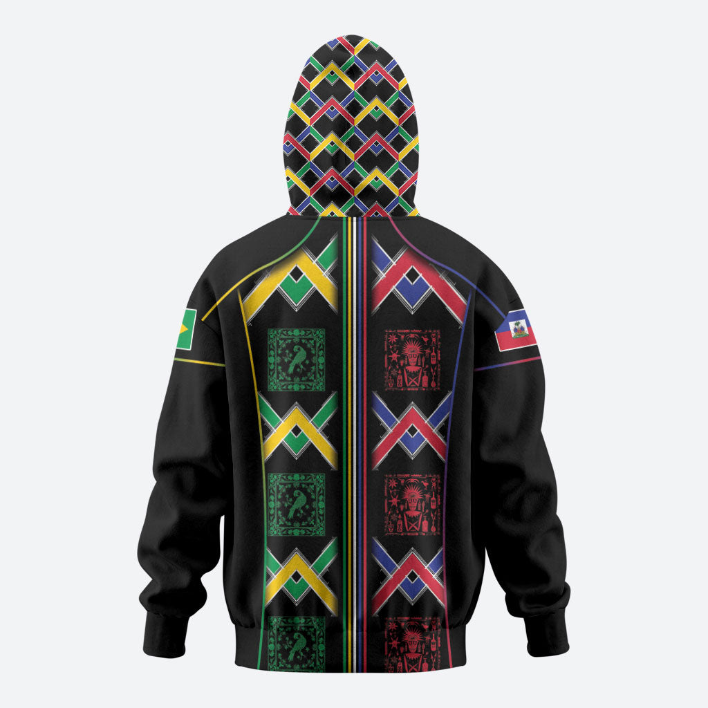 Custom Brazil And Haiti Football Hoodie Mix Brazilian Haitian Roots