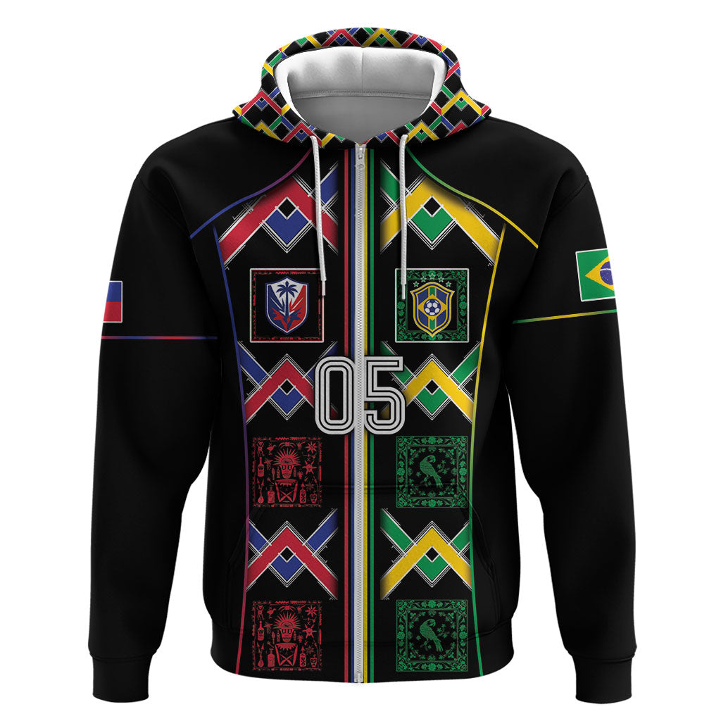 Custom Brazil And Haiti Football Hoodie Mix Brazilian Haitian Roots