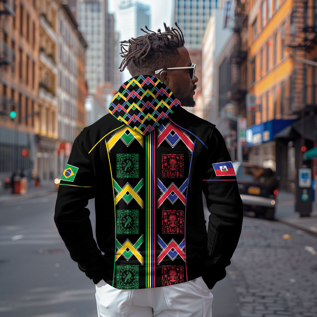 Custom Brazil And Haiti Football Hoodie Mix Brazilian Haitian Roots