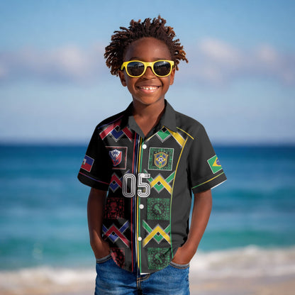 Custom Brazil And Haiti Football Kid Hawaiian Shirt Mix Brazilian Haitian Roots
