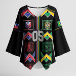 Custom Brazil And Haiti Football Kimono Sleeve Blouse Mix Brazilian Haitian Roots
