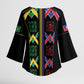 Custom Brazil And Haiti Football Kimono Sleeve Blouse Mix Brazilian Haitian Roots