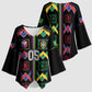 Custom Brazil And Haiti Football Kimono Sleeve Blouse Mix Brazilian Haitian Roots
