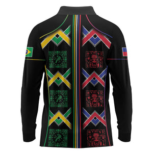 Custom Brazil And Haiti Football Long Sleeve Polo Shirt Mix Brazilian Haitian Roots