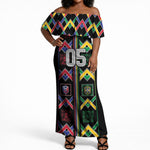 Custom Brazil And Haiti Football Off Shoulder Maxi Dress Mix Brazilian Haitian Roots