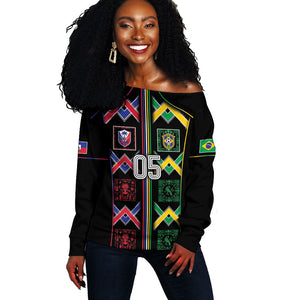 Custom Brazil And Haiti Football Off Shoulder Sweater Mix Brazilian Haitian Roots
