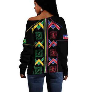 Custom Brazil And Haiti Football Off Shoulder Sweater Mix Brazilian Haitian Roots
