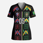 Custom Brazil And Haiti Football Scrub Top Mix Brazilian Haitian Roots