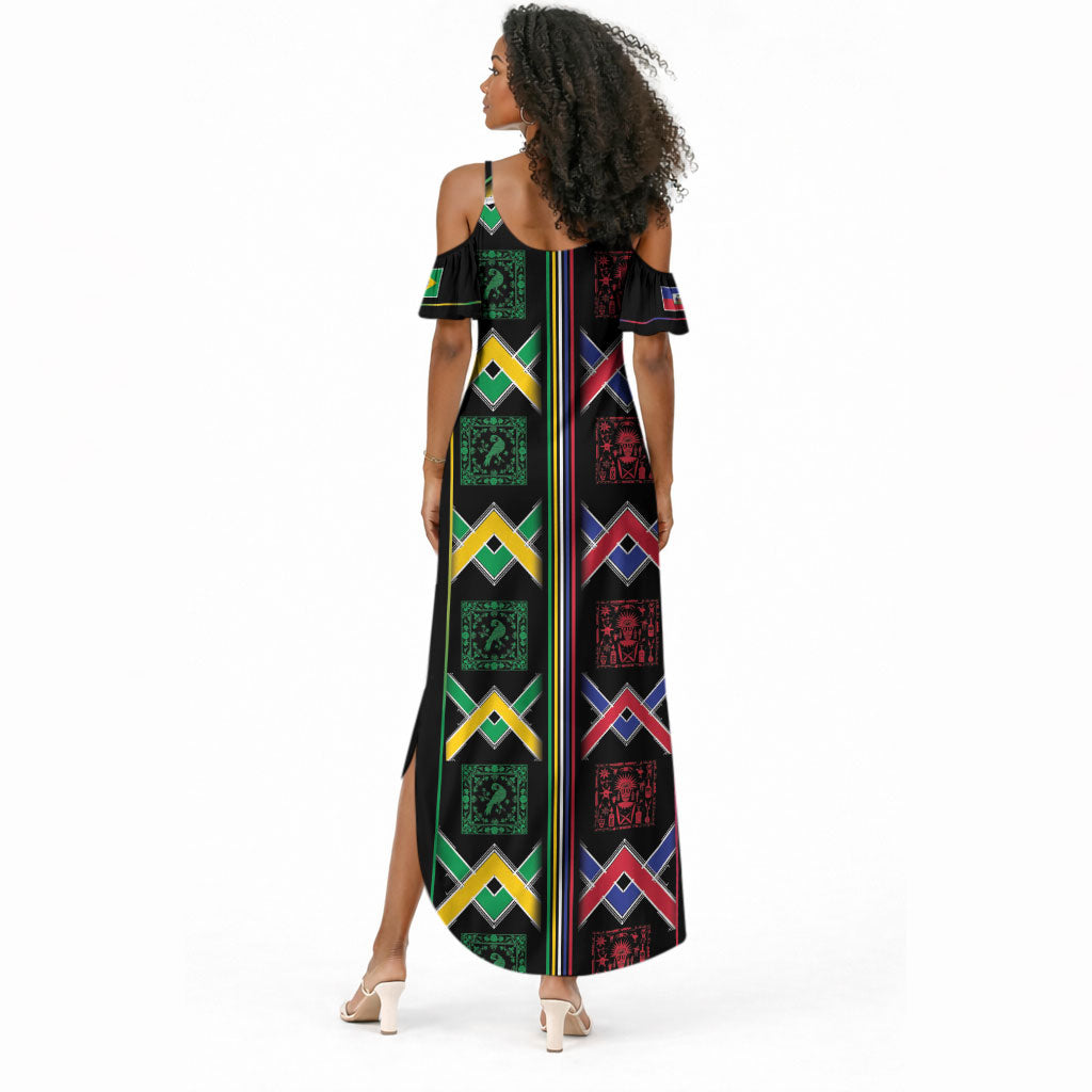 Custom Brazil And Haiti Football Summer Maxi Dress Mix Brazilian Haitian Roots