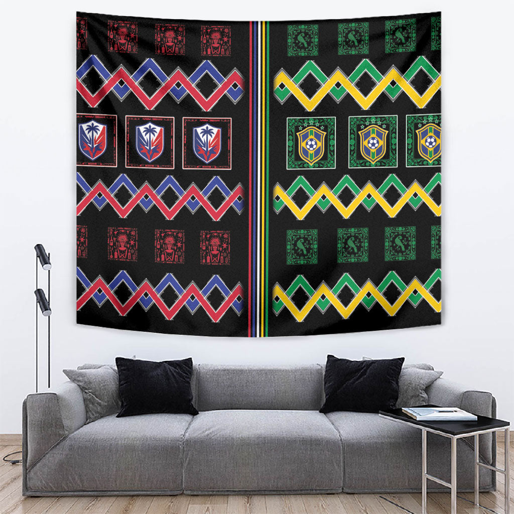 Brazil And Haiti Football Tapestry Mix Brazilian Haitian Roots