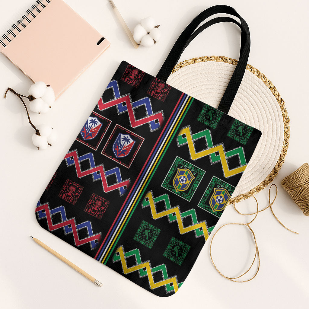 Brazil And Haiti Football Tote Bag Mix Brazilian Haitian Roots