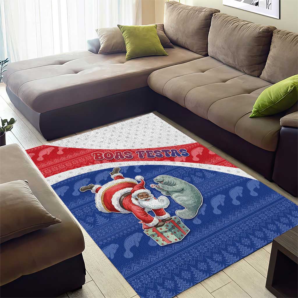 Cape Verde Christmas Area Rug Black Santa Clause With The Manatee - African Pride