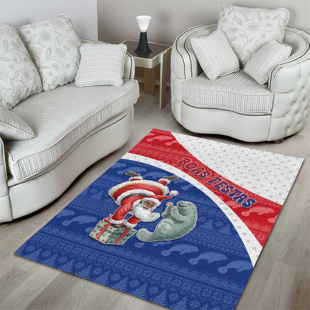 Cape Verde Christmas Area Rug Black Santa Clause With The Manatee - African Pride