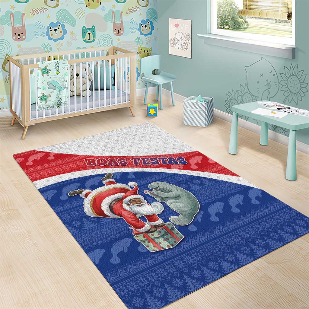 Cape Verde Christmas Area Rug Black Santa Clause With The Manatee - African Pride