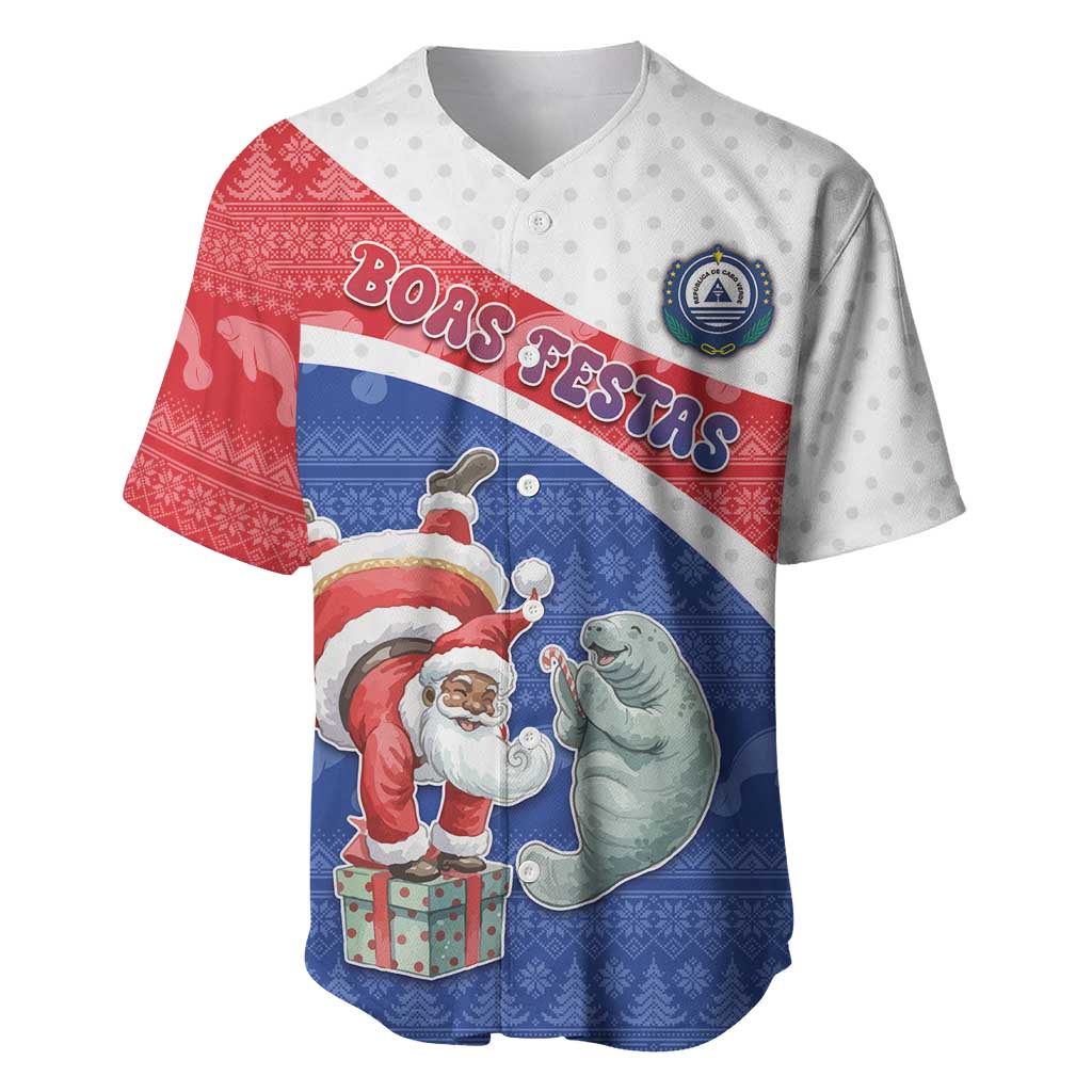 Personalized Cape Verde Christmas Baseball Jersey Black Santa Clause With The Manatee DT05