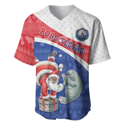 Personalized Cape Verde Christmas Baseball Jersey Black Santa Clause With The Manatee DT05