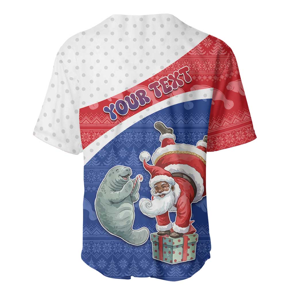 Personalized Cape Verde Christmas Baseball Jersey Black Santa Clause With The Manatee DT05