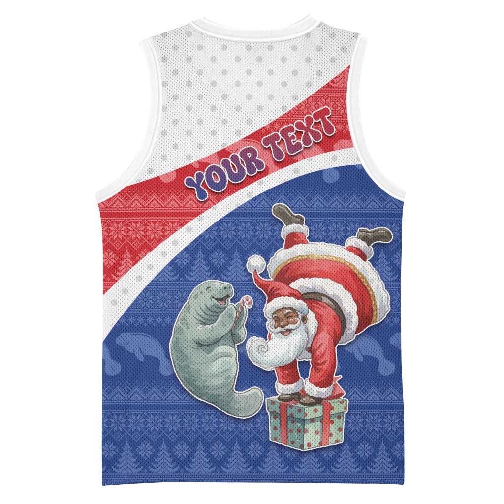 Personalized Cape Verde Christmas Basketball Jersey Black Santa Clause With The Manatee - African Pride