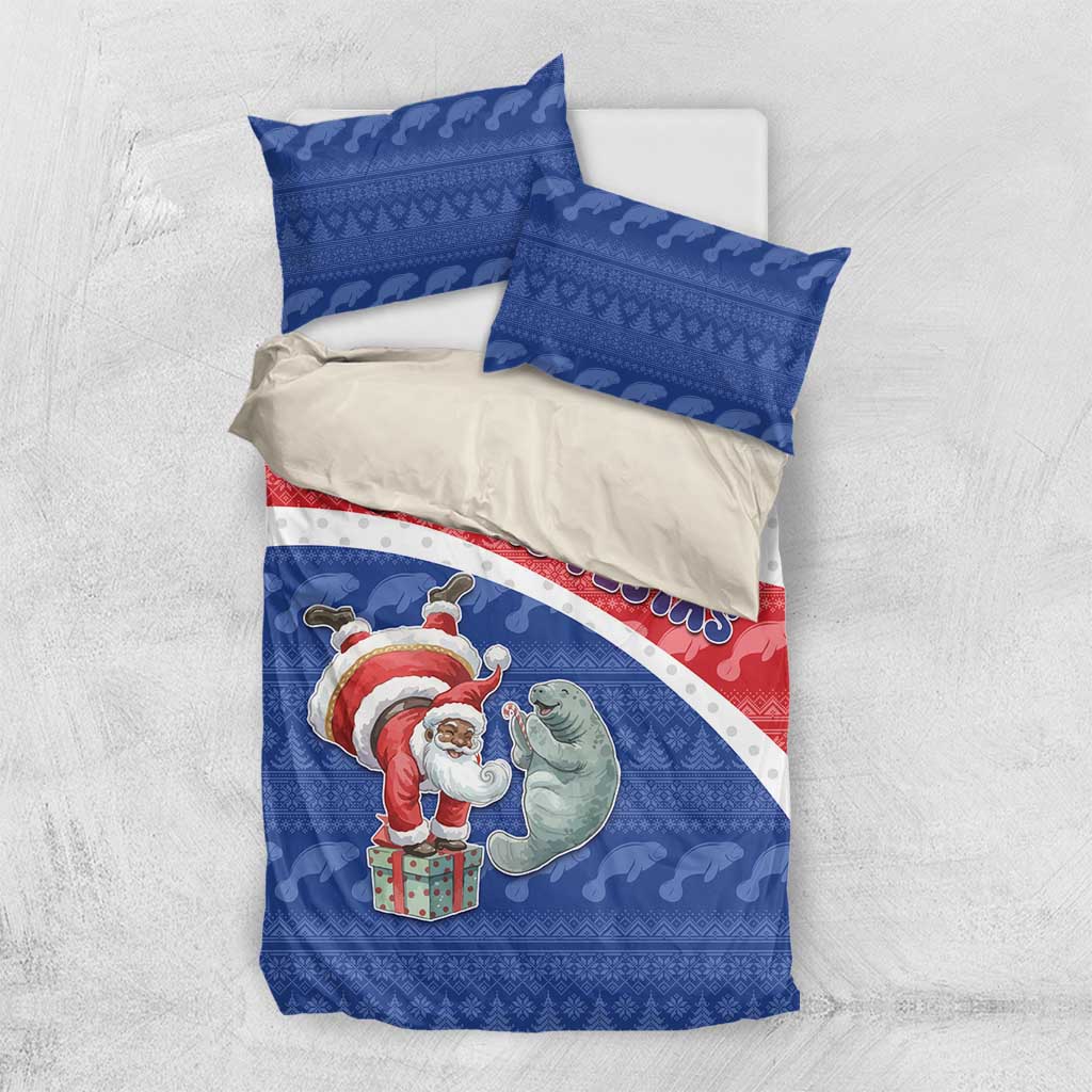 Cape Verde Christmas Bedding Set Black Santa Clause With The Manatee - African Pride