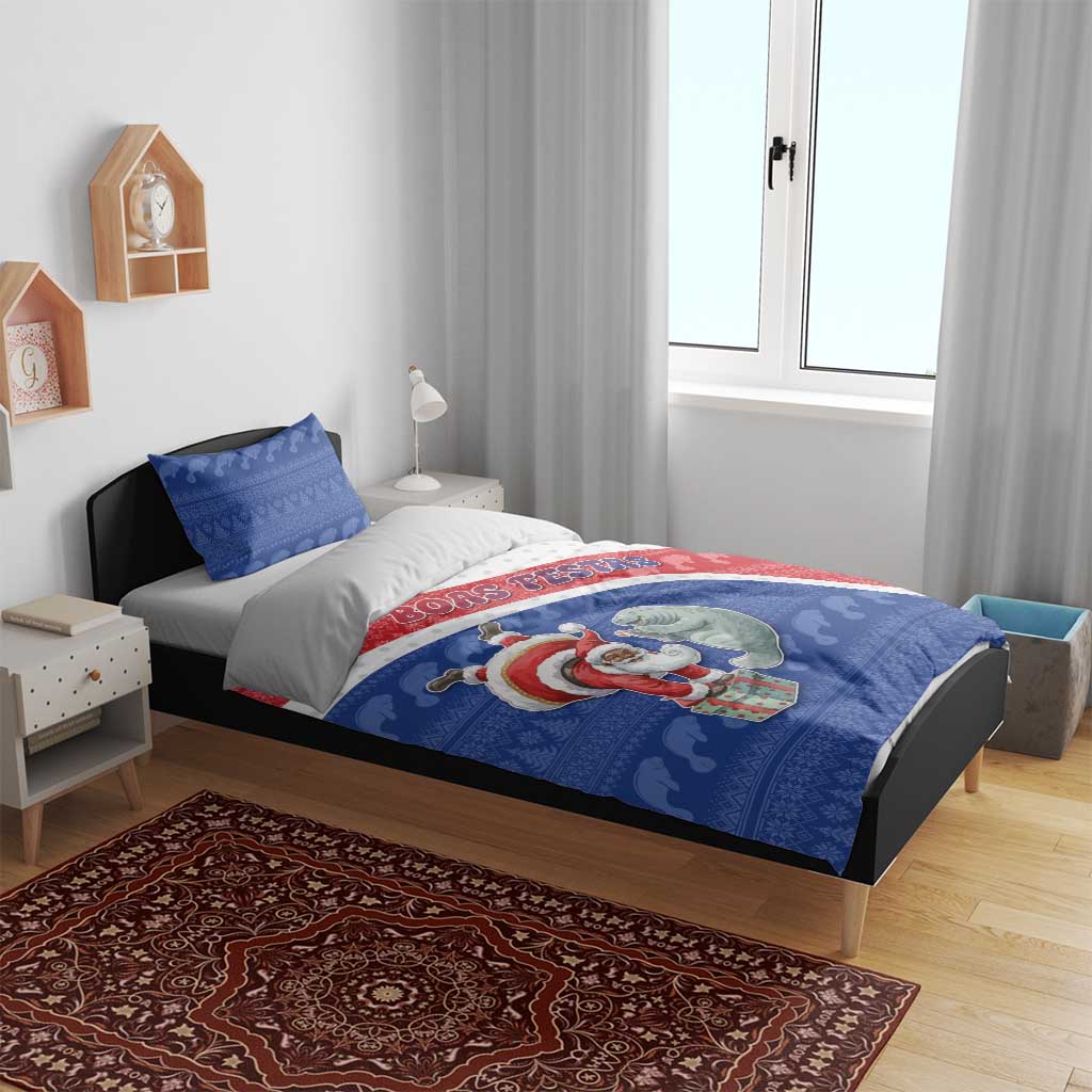 Cape Verde Christmas Bedding Set Black Santa Clause With The Manatee - African Pride