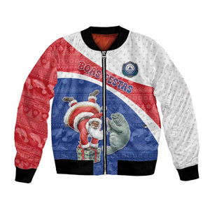 Personalized Cape Verde Christmas Bomber Jacket Black Santa Clause With The Manatee - African Pride