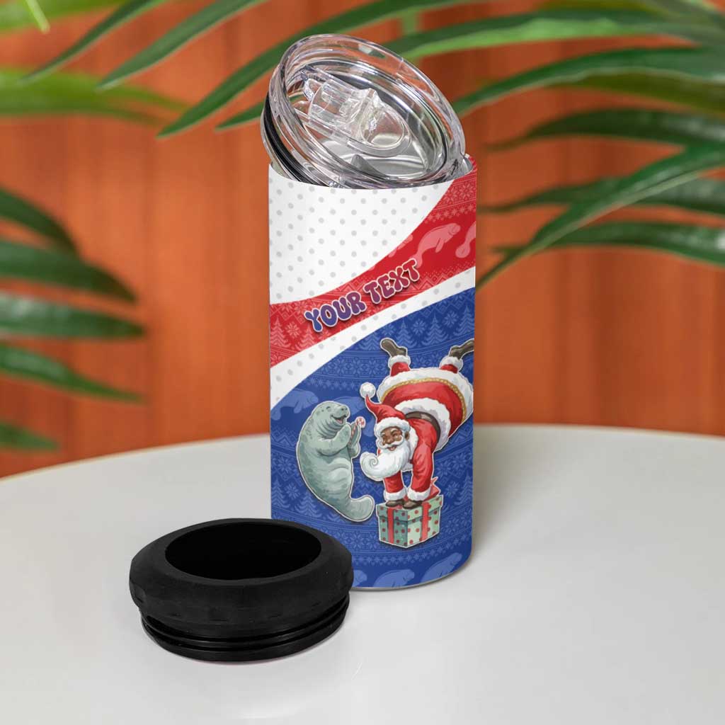 Personalized Cape Verde Christmas 4 in 1 Can Cooler Tumbler Black Santa Clause With The Manatee - African Pride