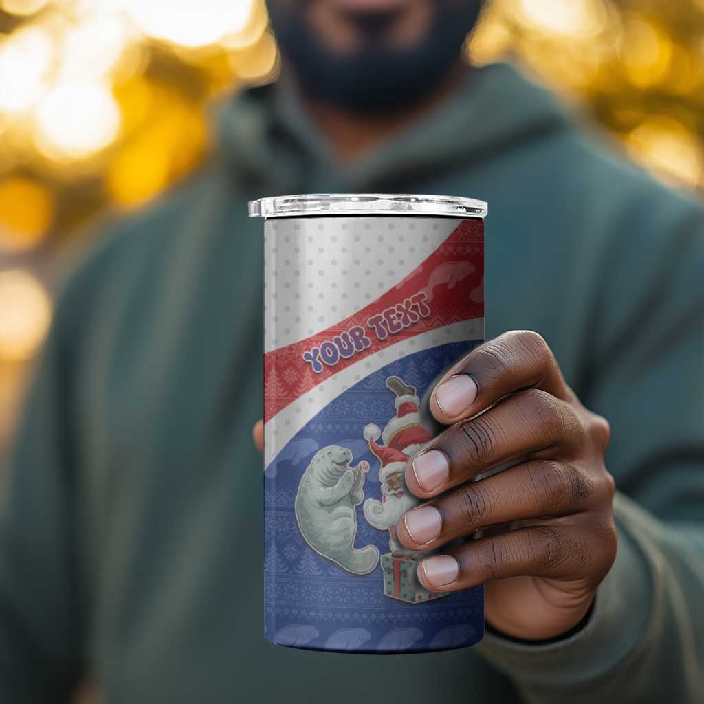 Personalized Cape Verde Christmas 4 in 1 Can Cooler Tumbler Black Santa Clause With The Manatee - African Pride
