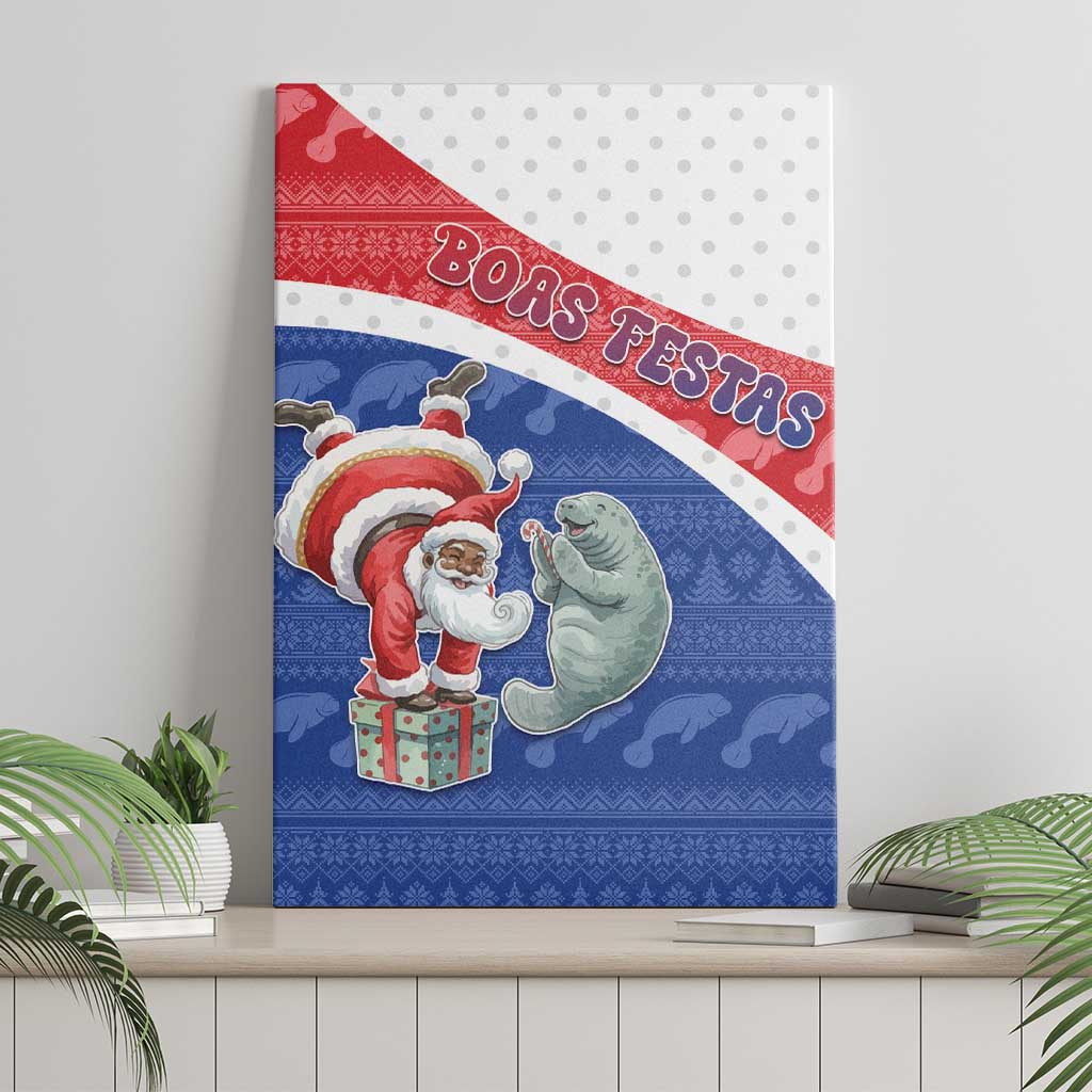 Cape Verde Christmas Canvas Wall Art Black Santa Clause With The Manatee - African Pride