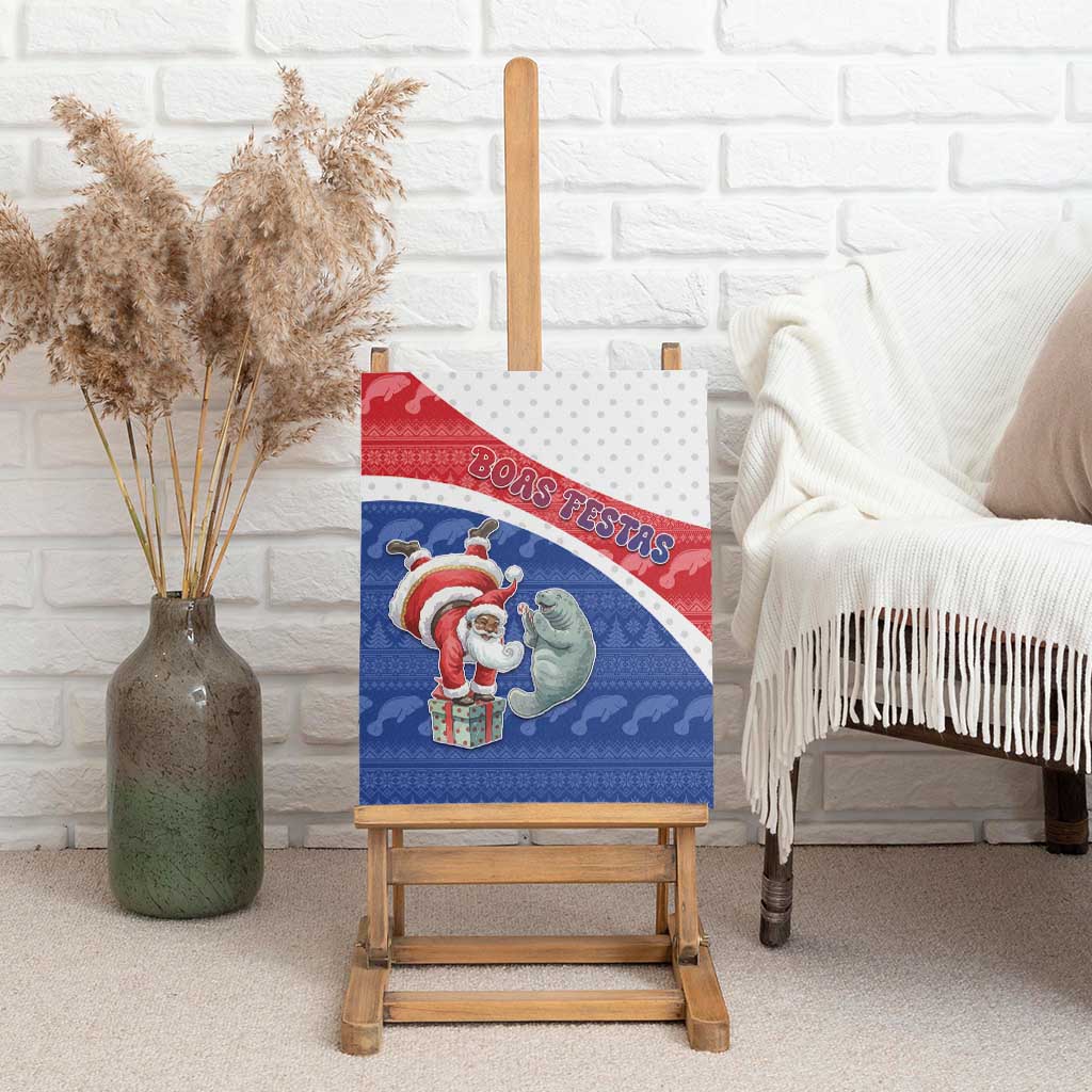 Cape Verde Christmas Canvas Wall Art Black Santa Clause With The Manatee - African Pride