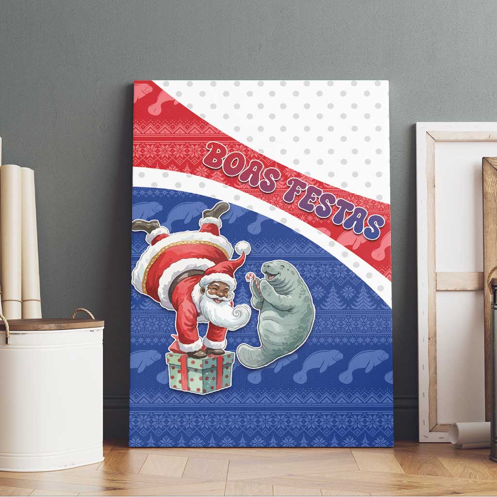 Cape Verde Christmas Canvas Wall Art Black Santa Clause With The Manatee - African Pride