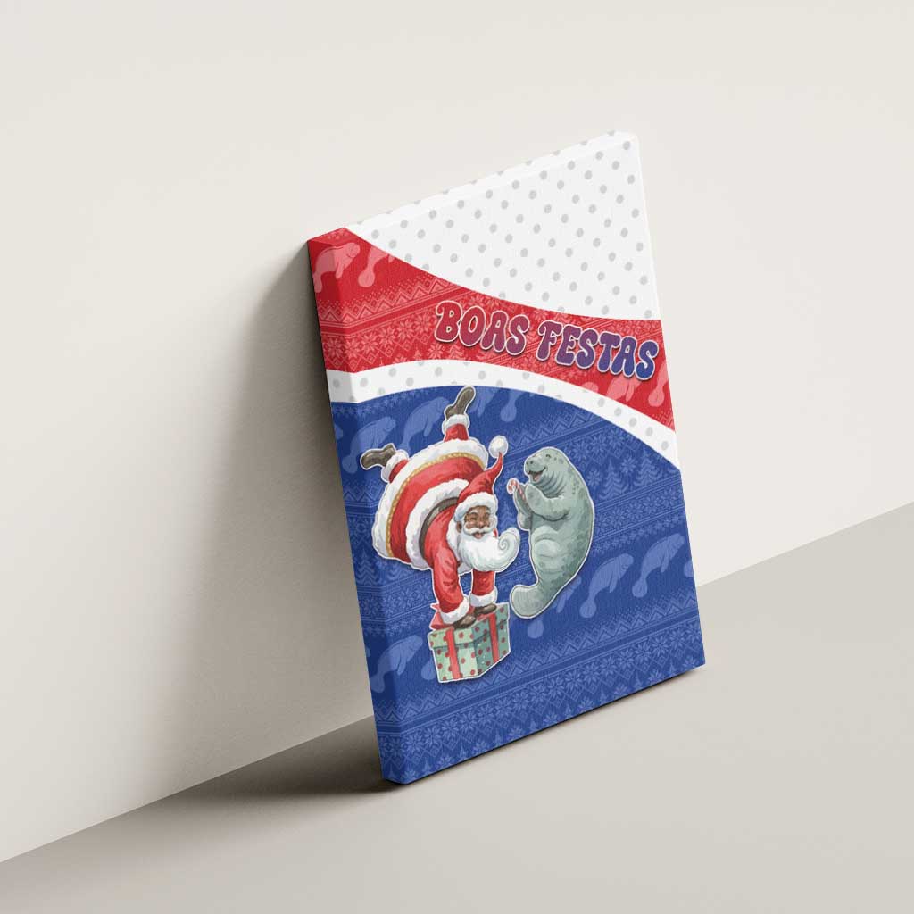 Cape Verde Christmas Canvas Wall Art Black Santa Clause With The Manatee - African Pride