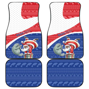 Personalized Cape Verde Christmas Car Mats Black Santa Clause With The Manatee - African Pride