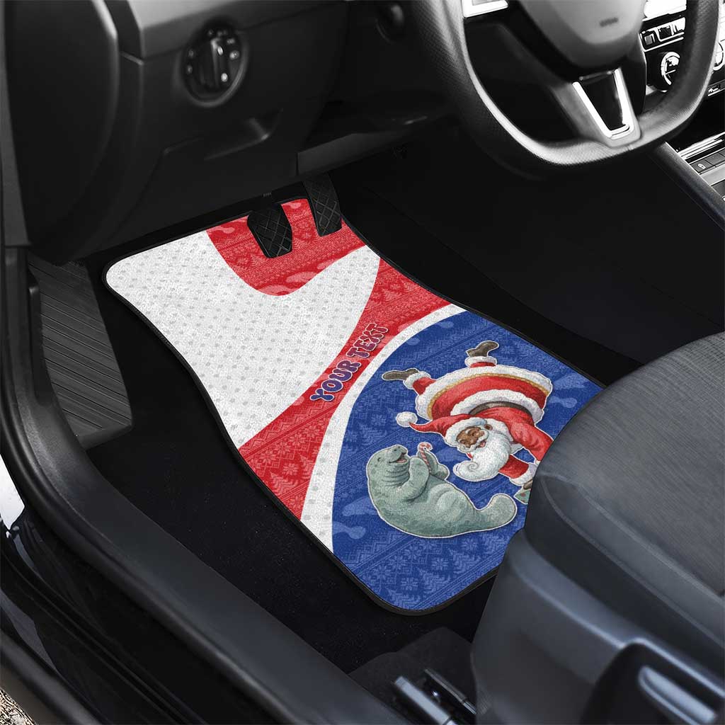 Personalized Cape Verde Christmas Car Mats Black Santa Clause With The Manatee - African Pride