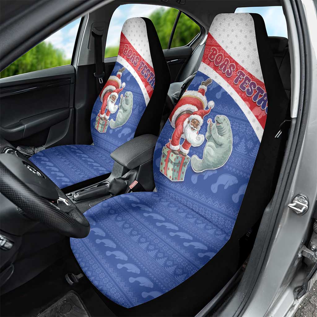 Cape Verde Christmas Car Seat Cover Black Santa Clause With The Manatee - African Pride