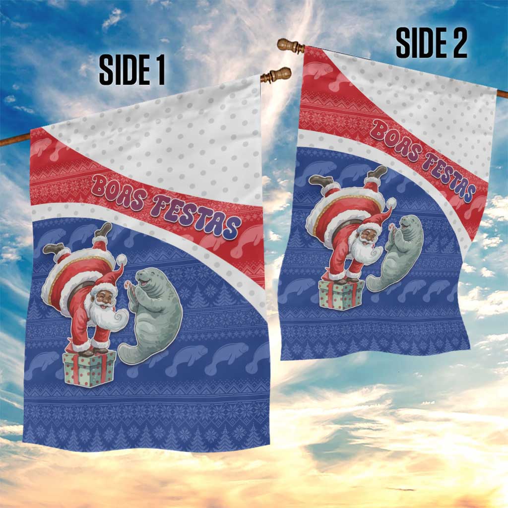 Cape Verde Christmas Garden Flag Black Santa Clause With The Manatee - African Pride