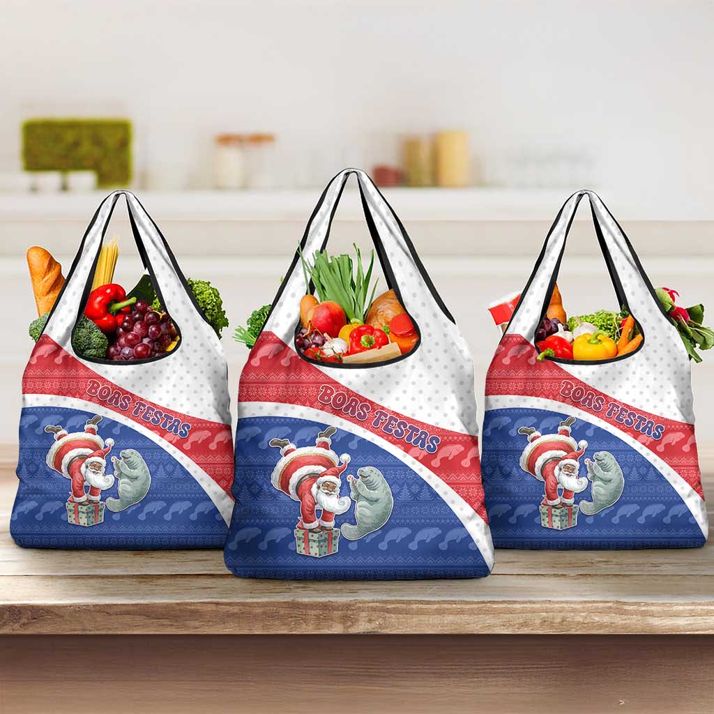 Cape Verde Christmas Grocery Bag Black Santa Clause With The Manatee - African Pride