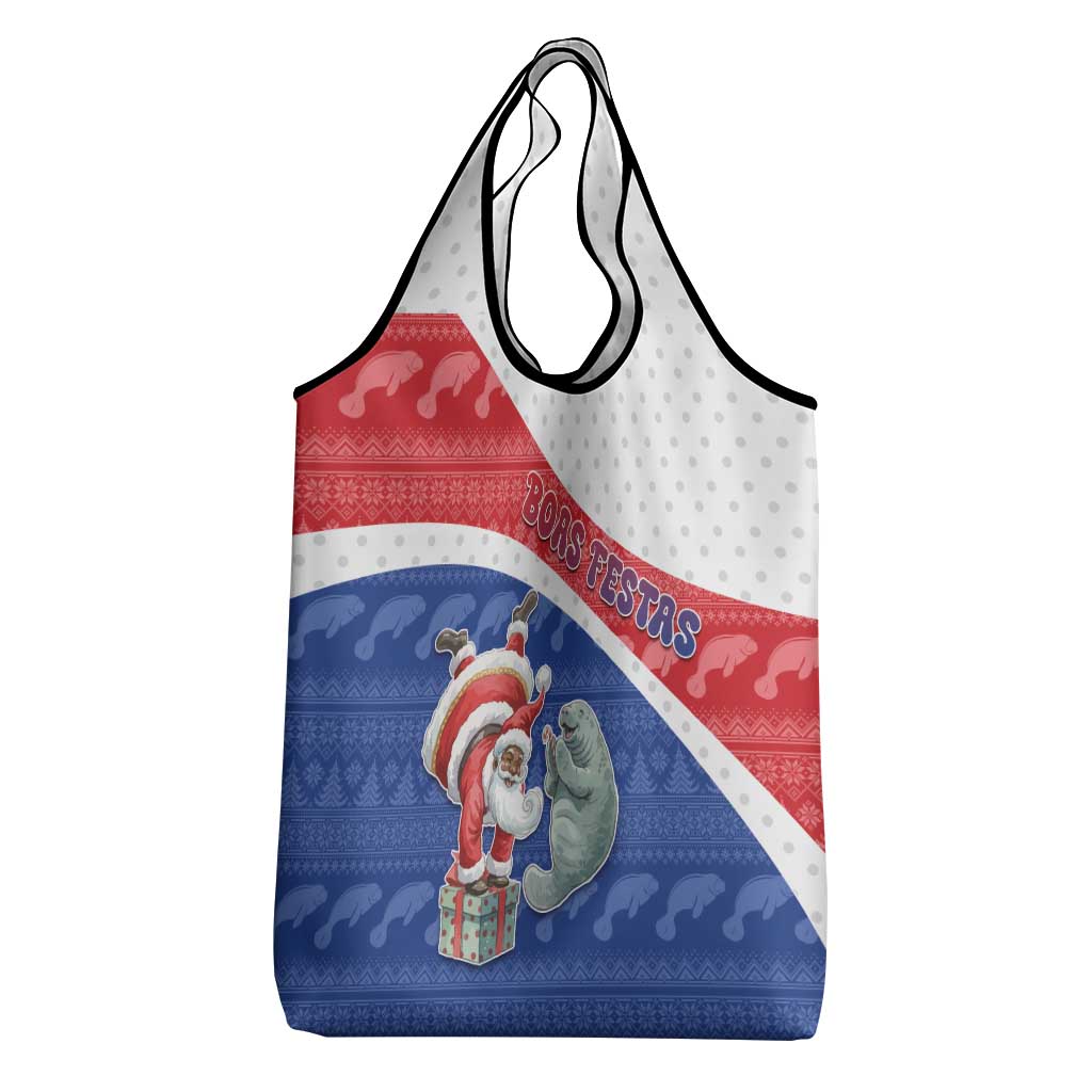 Cape Verde Christmas Grocery Bag Black Santa Clause With The Manatee - African Pride