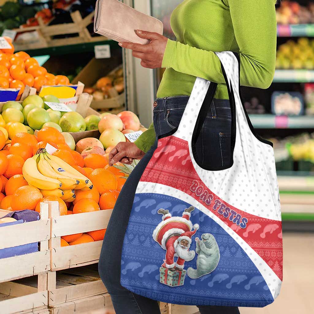 Cape Verde Christmas Grocery Bag Black Santa Clause With The Manatee - African Pride
