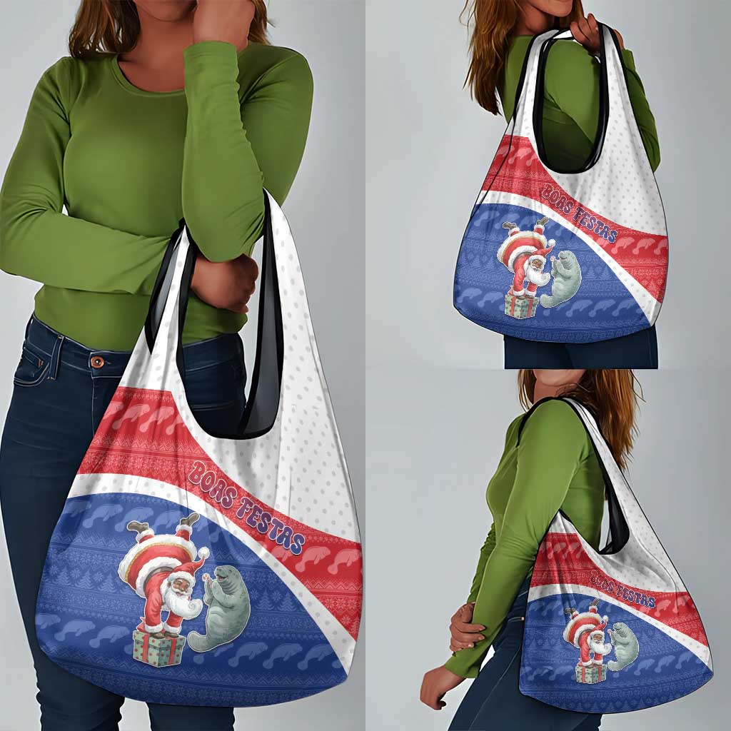 Cape Verde Christmas Grocery Bag Black Santa Clause With The Manatee - African Pride