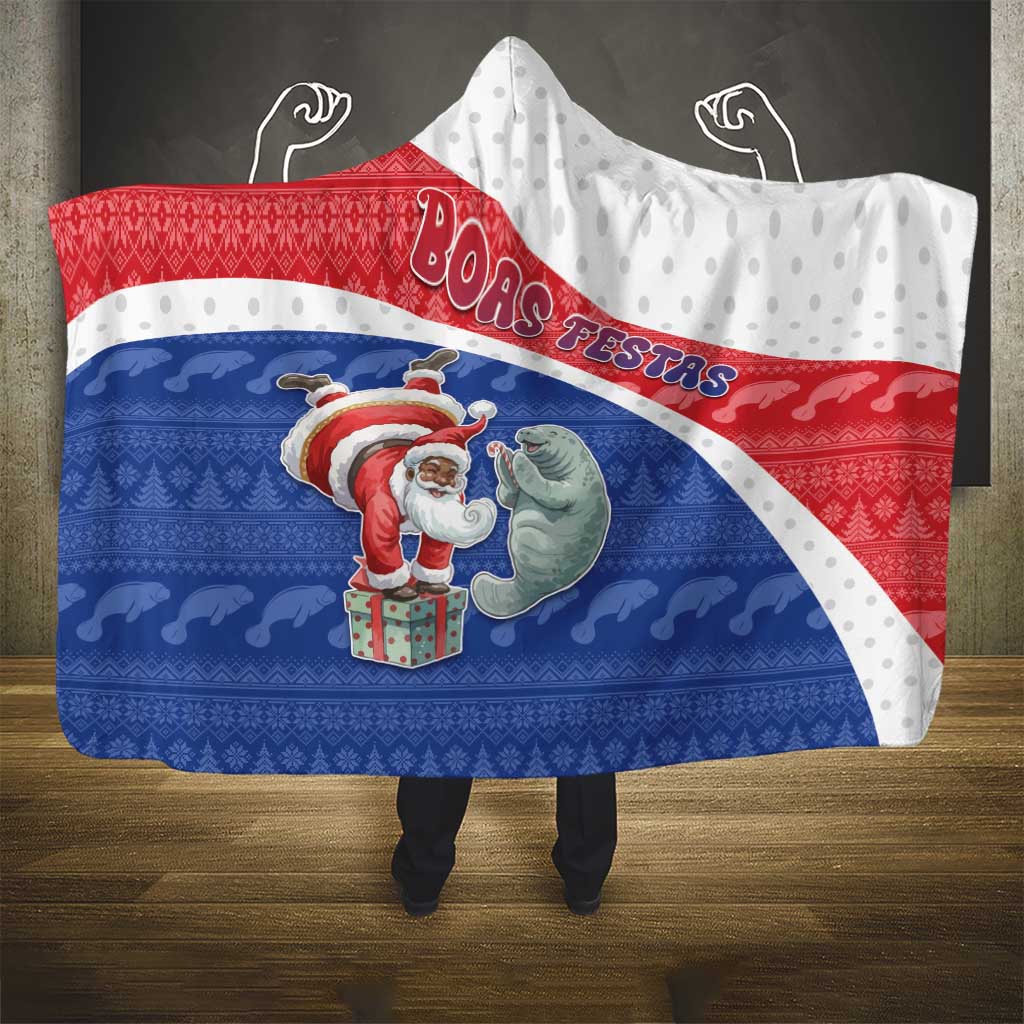 Cape Verde Christmas Hooded Blanket Black Santa Clause With The Manatee - African Pride