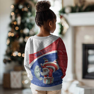 Personalized Cape Verde Christmas Kid Ugly Christmas Sweater Black Santa Clause With The Manatee - African Pride