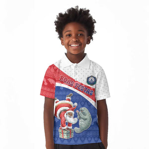 Personalized Cape Verde Christmas Kid Polo Shirt Black Santa Clause With The Manatee DT05