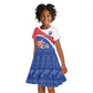 Personalized Cape Verde Christmas Kid Short Sleeve Dress Black Santa Clause With The Manatee DT05