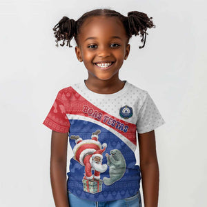 Personalized Cape Verde Christmas Kid T shirt Black Santa Clause With The Manatee DT05