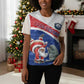 Personalized Cape Verde Christmas Knitted V-Neck Vest Black Santa Clause With The Manatee - African Pride