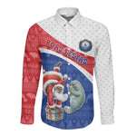 Personalized Cape Verde Christmas Long Sleeve Button Shirt Black Santa Clause With The Manatee - African Pride