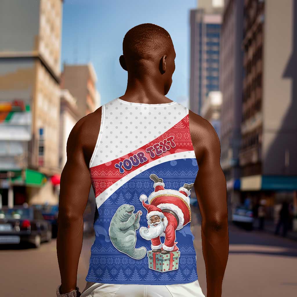 Personalized Cape Verde Christmas Men Tank Top Black Santa Clause With The Manatee - African Pride